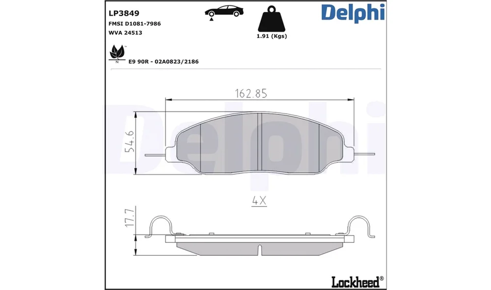 Bremsekloss Sett - LP3849 - (Delphi) v:5505724