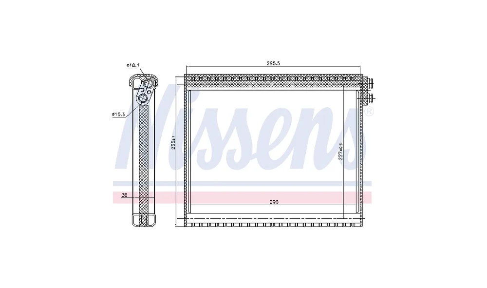 Fordamper, klimaanlegg 92341 (Nissens) v:4918405 Fordamper, klimaanlegg 92341 (Nissens) v:4918405