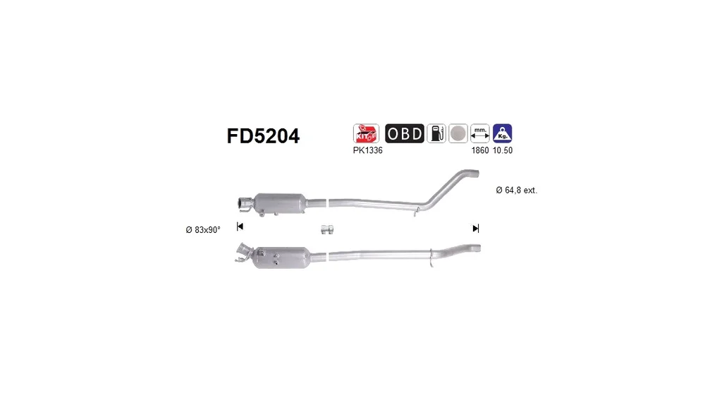 Sot-\/ Partikelfilter, Eksosanlegg FD5204 v:5215582