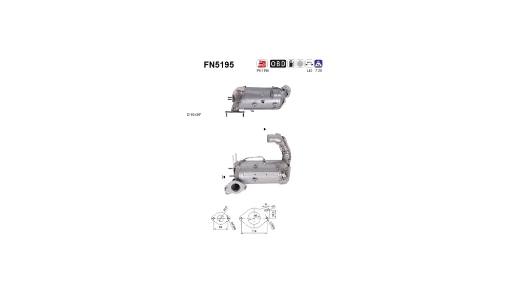 Sot-\/ Partikelfilter, Eksosanlegg FN5195 v:6637260