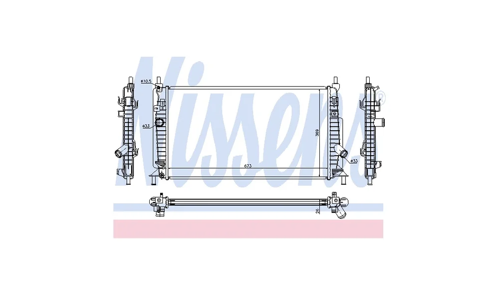 Radiator, Motorkjøling 68520 (Nissens) v:960368 Radiator, Motorkjøling 68520 (Nissens) v:960368