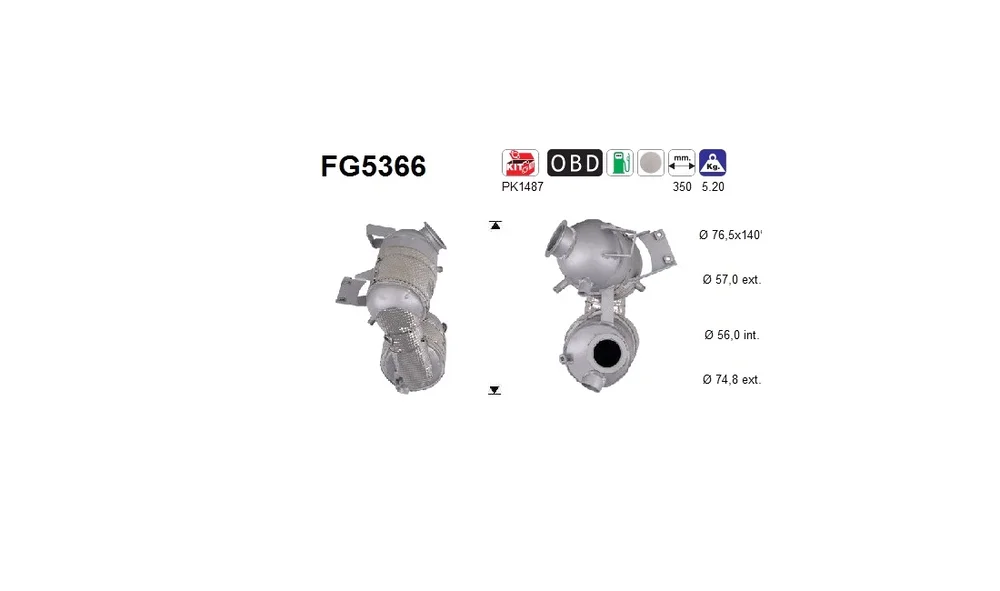 Sot-\/ Partikelfilter, Eksosanlegg FG5366 v:2757230
