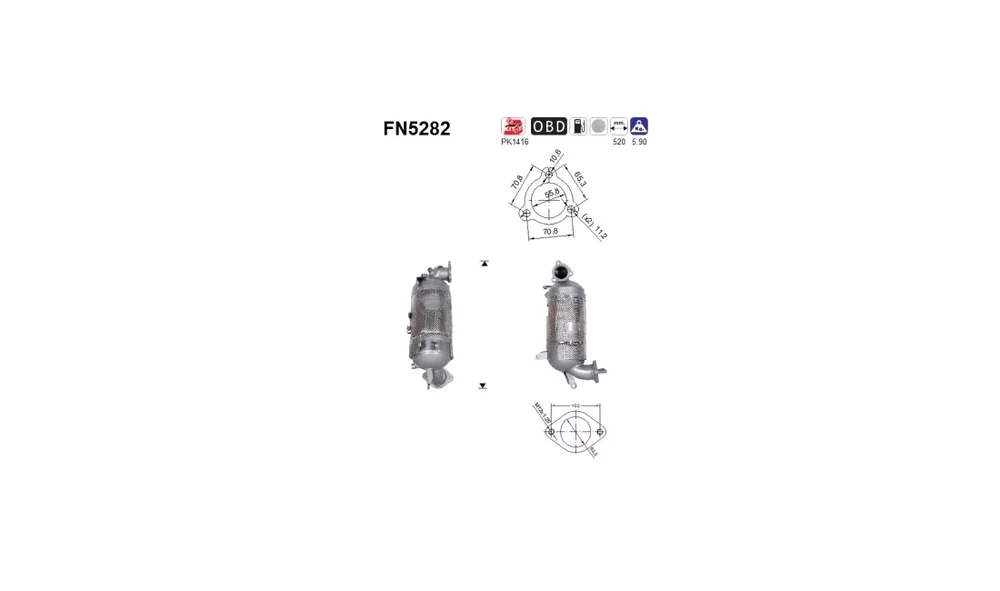 Sot-\/ Partikelfilter, Eksosanlegg FN5282 v:7059772