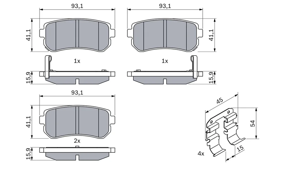Bremsekloss Sett 0 986 494 627 (BOSCH) v:6353357