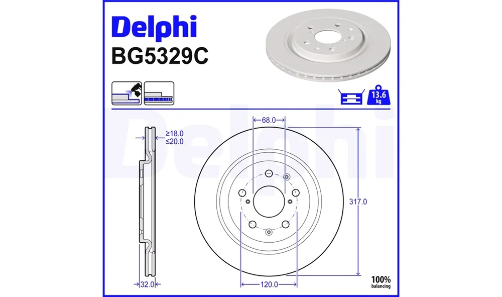 Bremseskive - BG5329C - (Delphi) v:6858366