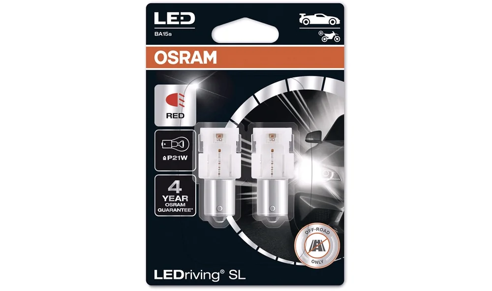 Pæresett LED Retrofit 12V P21W Rød Osram v:7501649