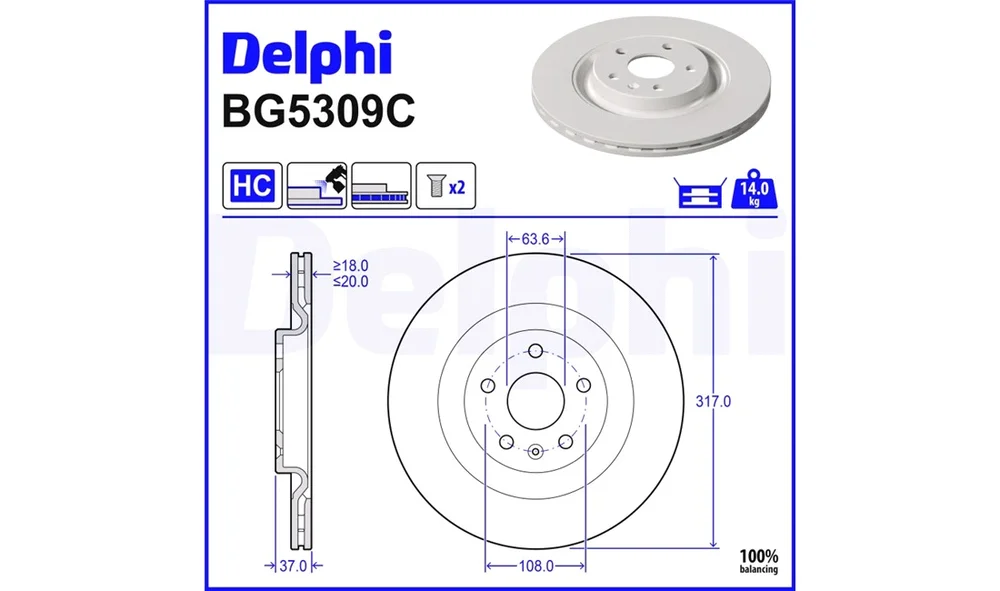 Bremseskive - BG5309C - (Delphi) v:1989675