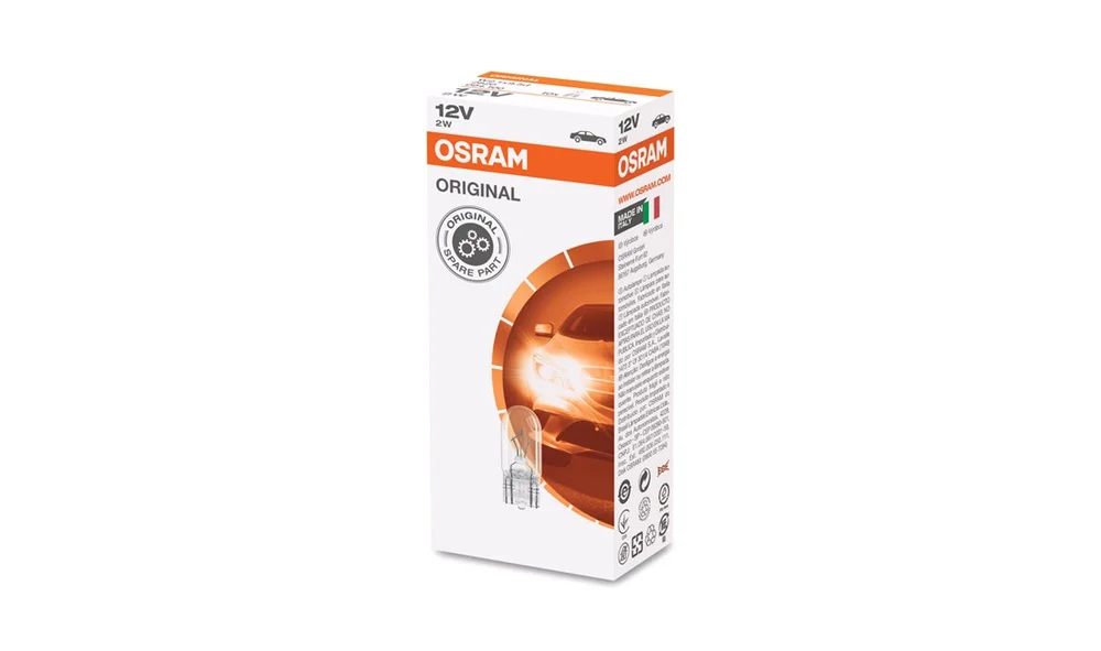 Pære Osram 12V\/2W glassokkel W2,1×9,5d v:2113799